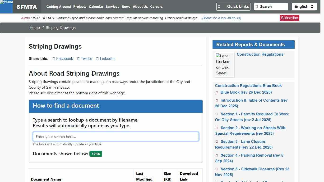 Striping Drawings SFMTA